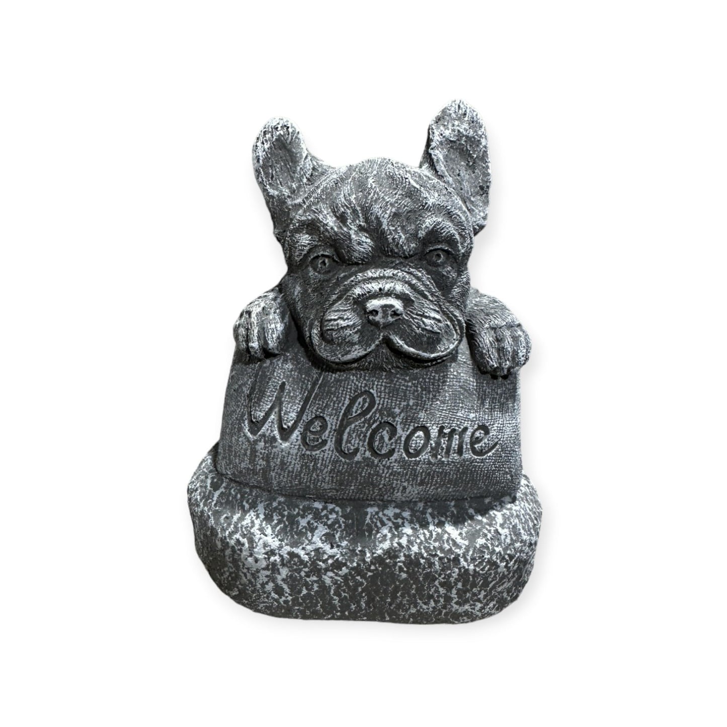 Steinfigur Französische Bulldogge – Einladende Willkommensgeste aus Deutschland