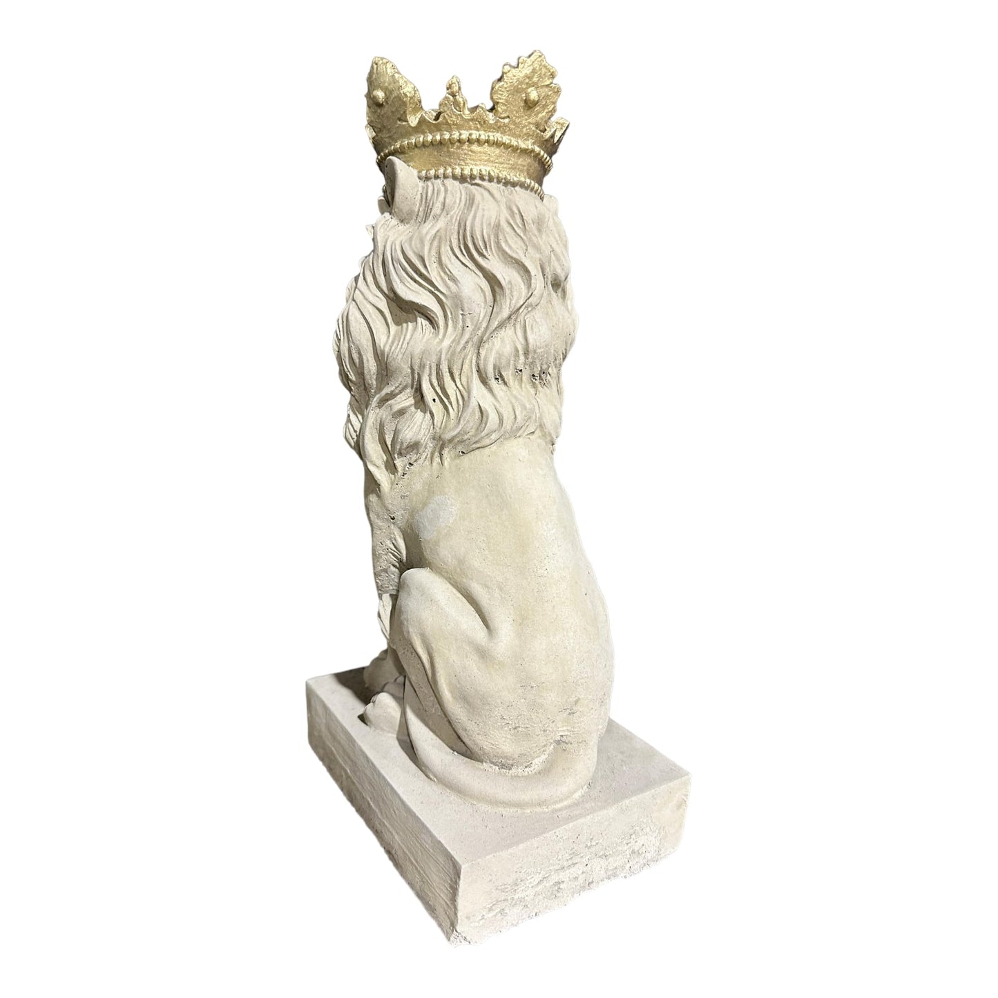 Steinfigur - frostsicherer König der Löwen mit Goldener Krone - 36cm hoch und 7kg schwer aus eigener Produktion