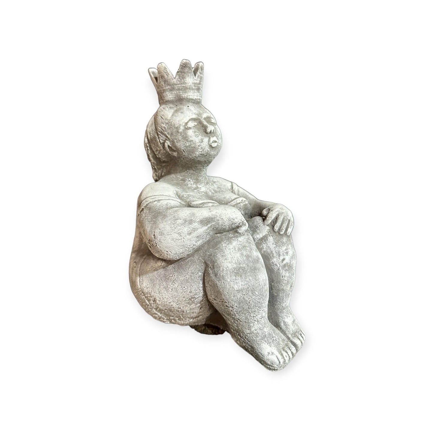 Sitzende Prinzessin mit großer Krone als robuste Steinfigur. Frostsicher. Massiv. 28cm Höhe und ca. 6,25kg Gewicht. Skulptur