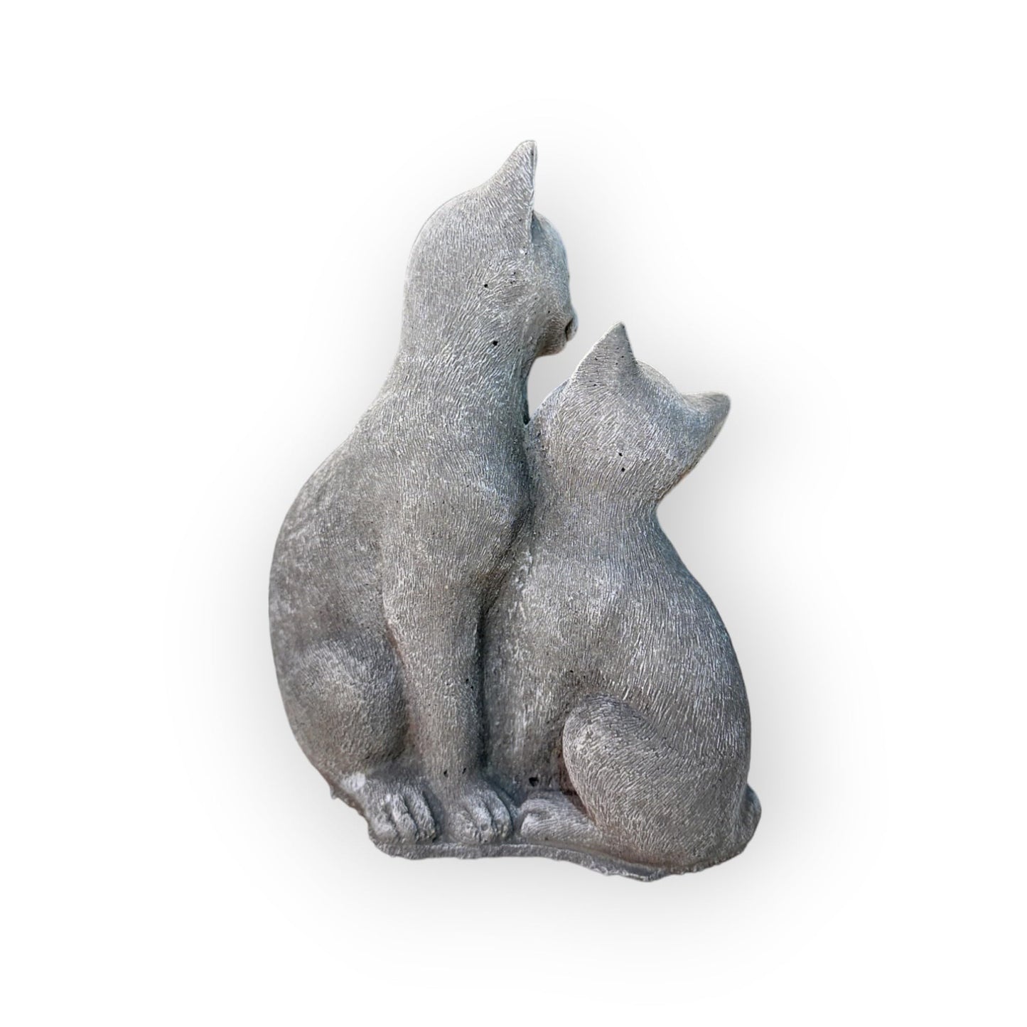 Anmutiges Katzenpaar beim Schmusen - Wetterfeste Steinguss-Skulpturen (Maße: 21/16/8 cm)