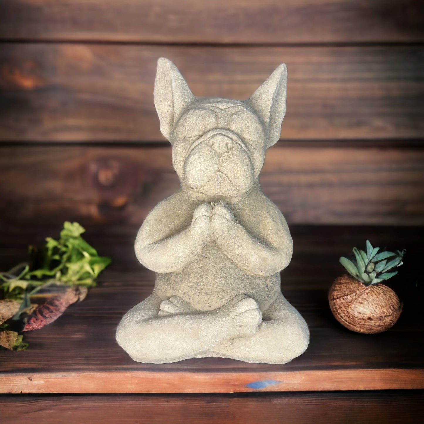 Yoga Französische Bulldogge Massiv Gartenfigur Geschenkidee Höhe 30cm Gewicht ca. 8kg Frenchie