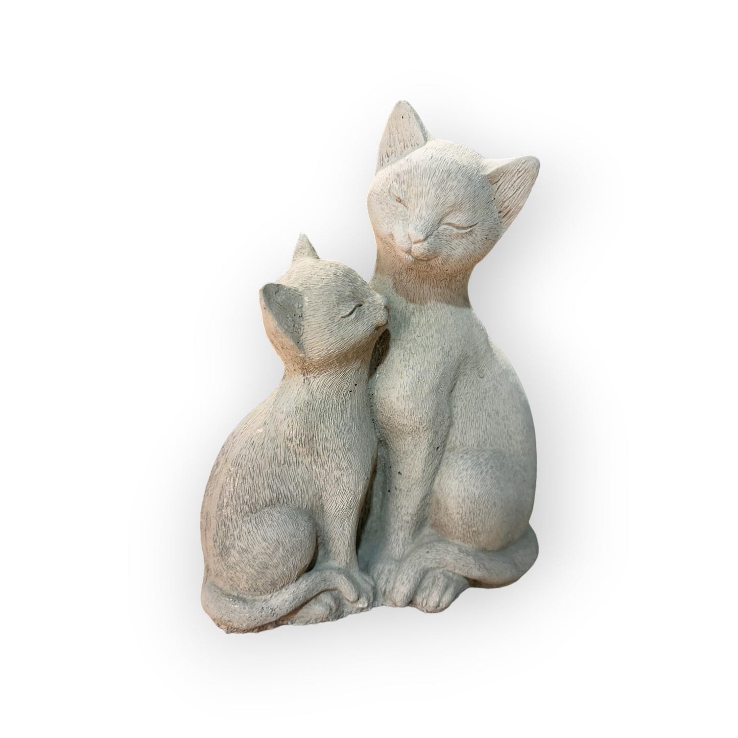 Anmutiges Katzenpaar beim Schmusen - Wetterfeste Steinguss-Skulpturen (Maße: 21/16/8 cm) für Haus und Garten
