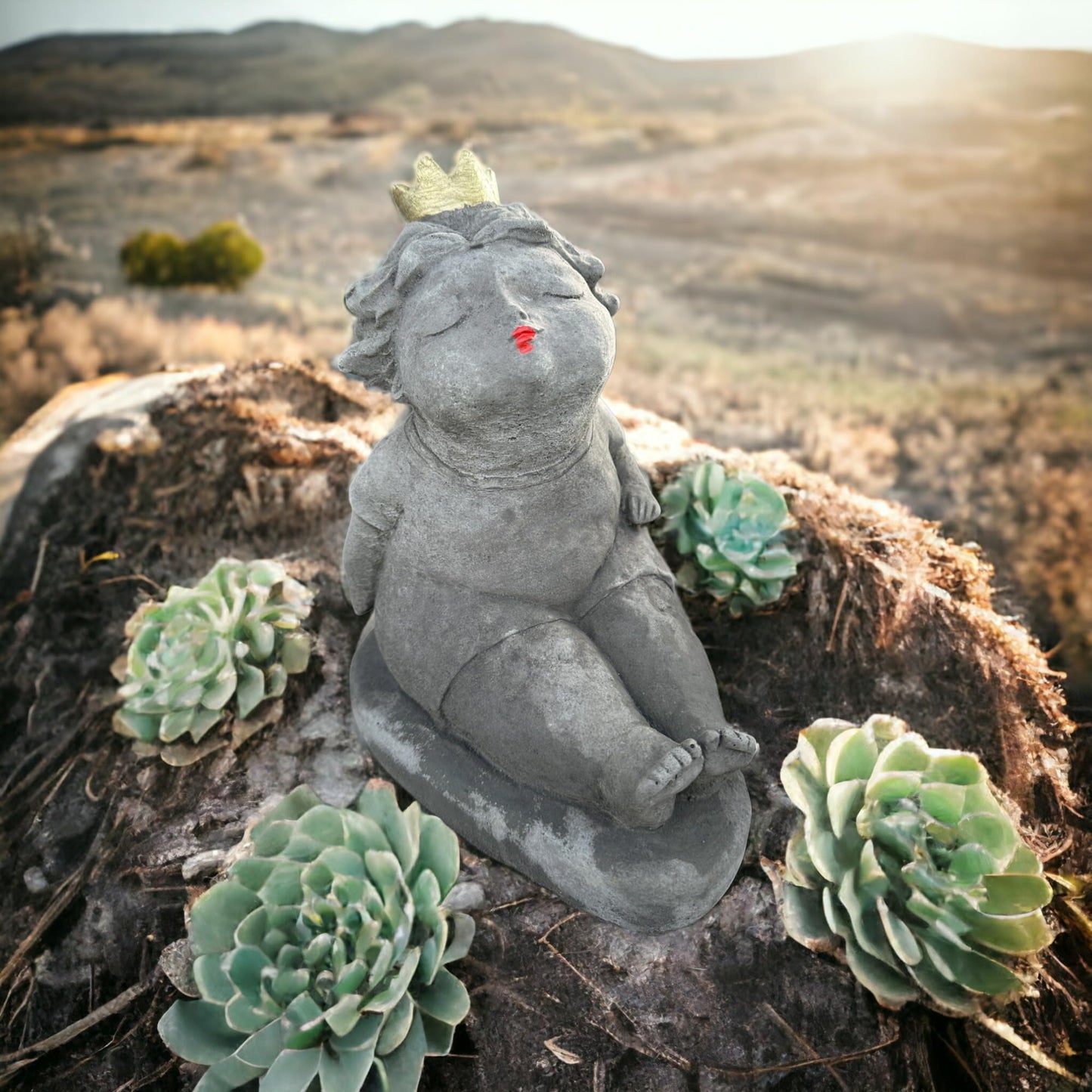 Elegante Ballerina Skulptur mit Krone, Natur unbemalt Handgefertigt in Deutschland Maße H/B/T in cm 24/14/19 Frostsicher