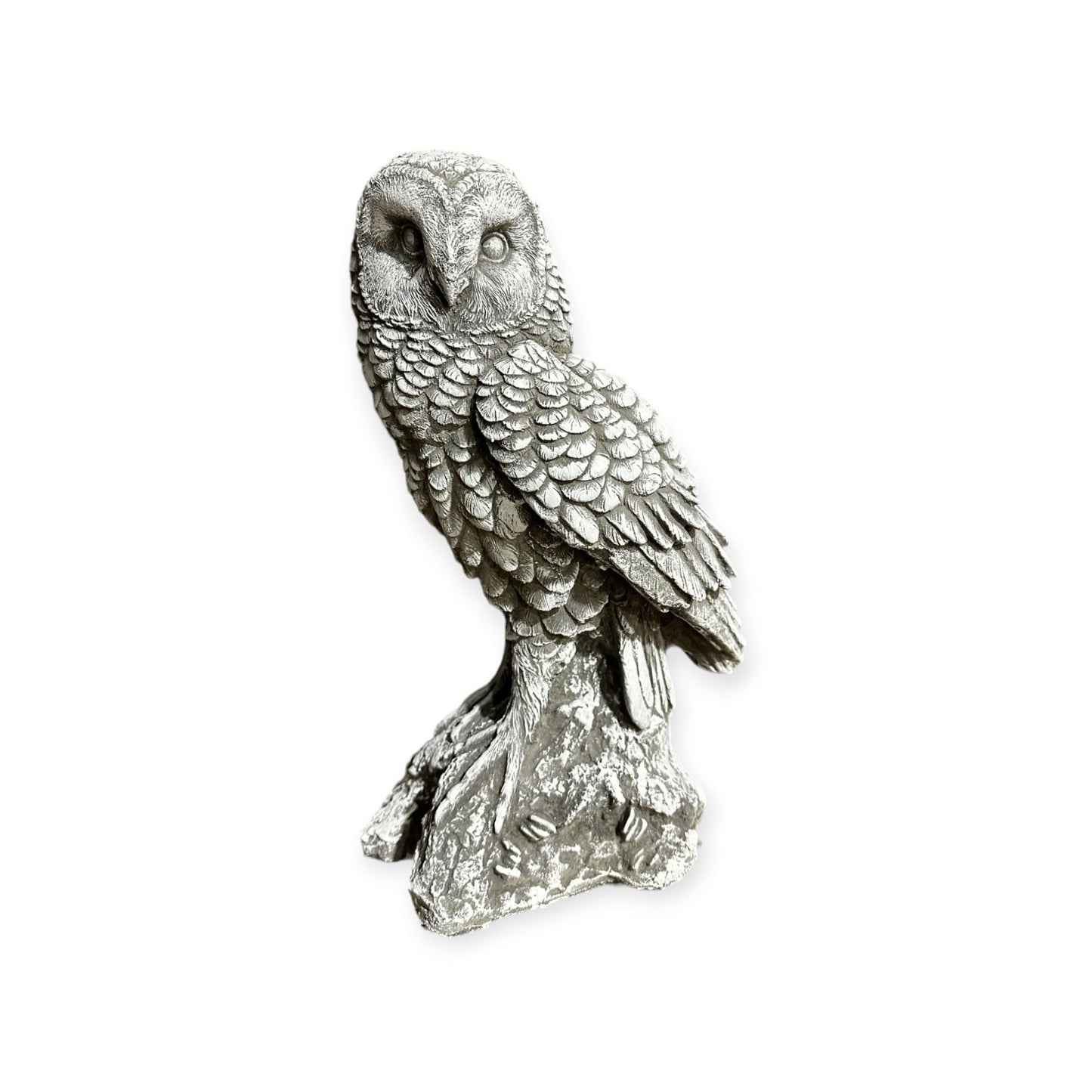 Große Steinfigur - Sitzende Eule auf Baumstamm Maße (H/B/T): 44/27/15 cm, ca. 12,5 kg schwer für Haus und Garten
