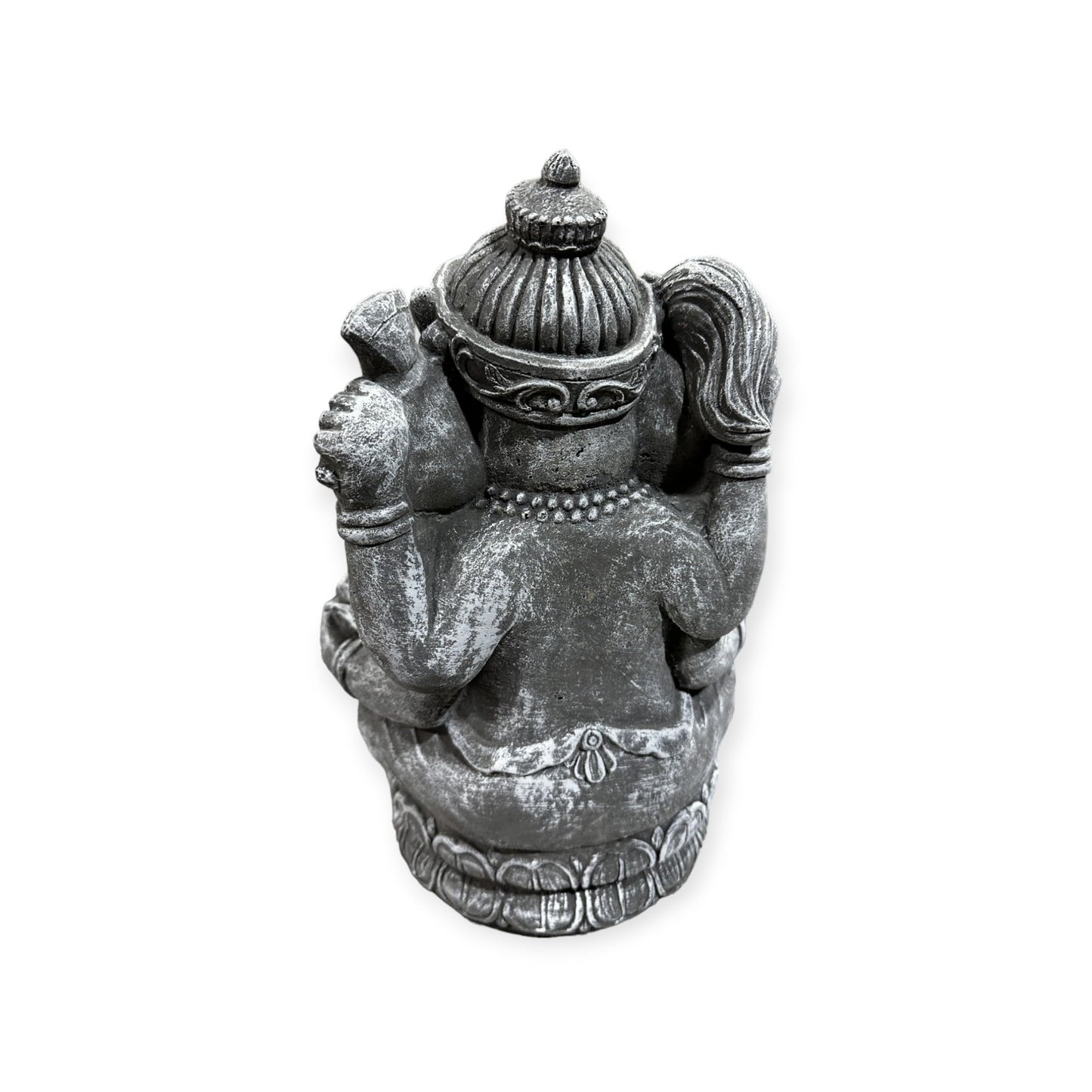 Ganesha mit Großer Lotusblüte - Pflanzbarer Steinguss für spirituelle Gärten, frostsicher