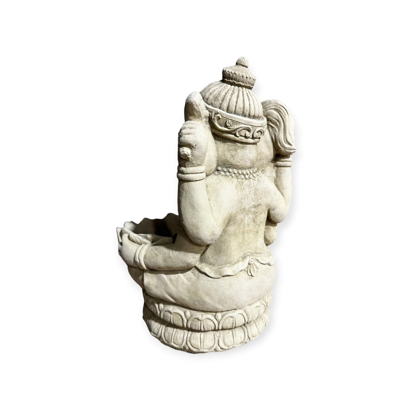 Ganesha mit Großer Lotusblüte - Pflanzbarer Steinguss für spirituelle Gärten