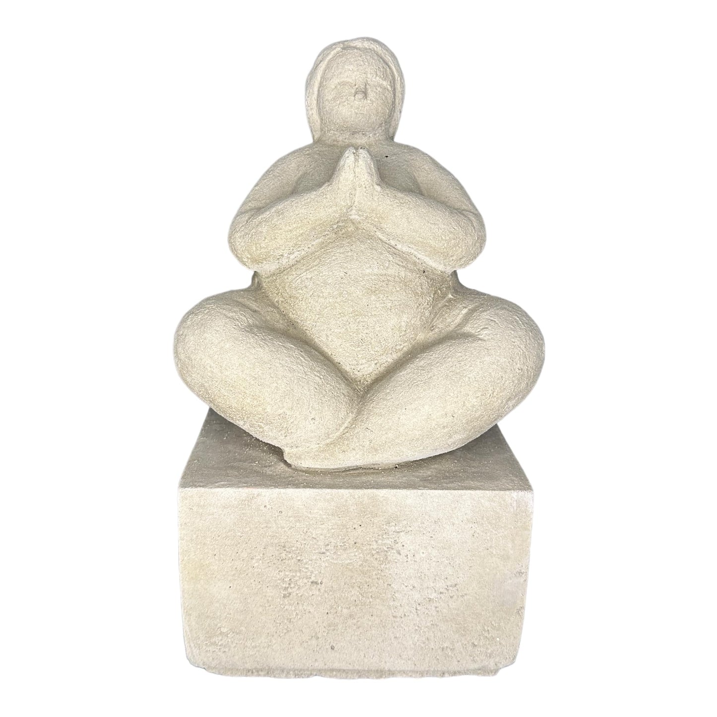 Yoga Dame Iris auf Sockel aus Steinguss, Steinfigur aus eigener Herstellung