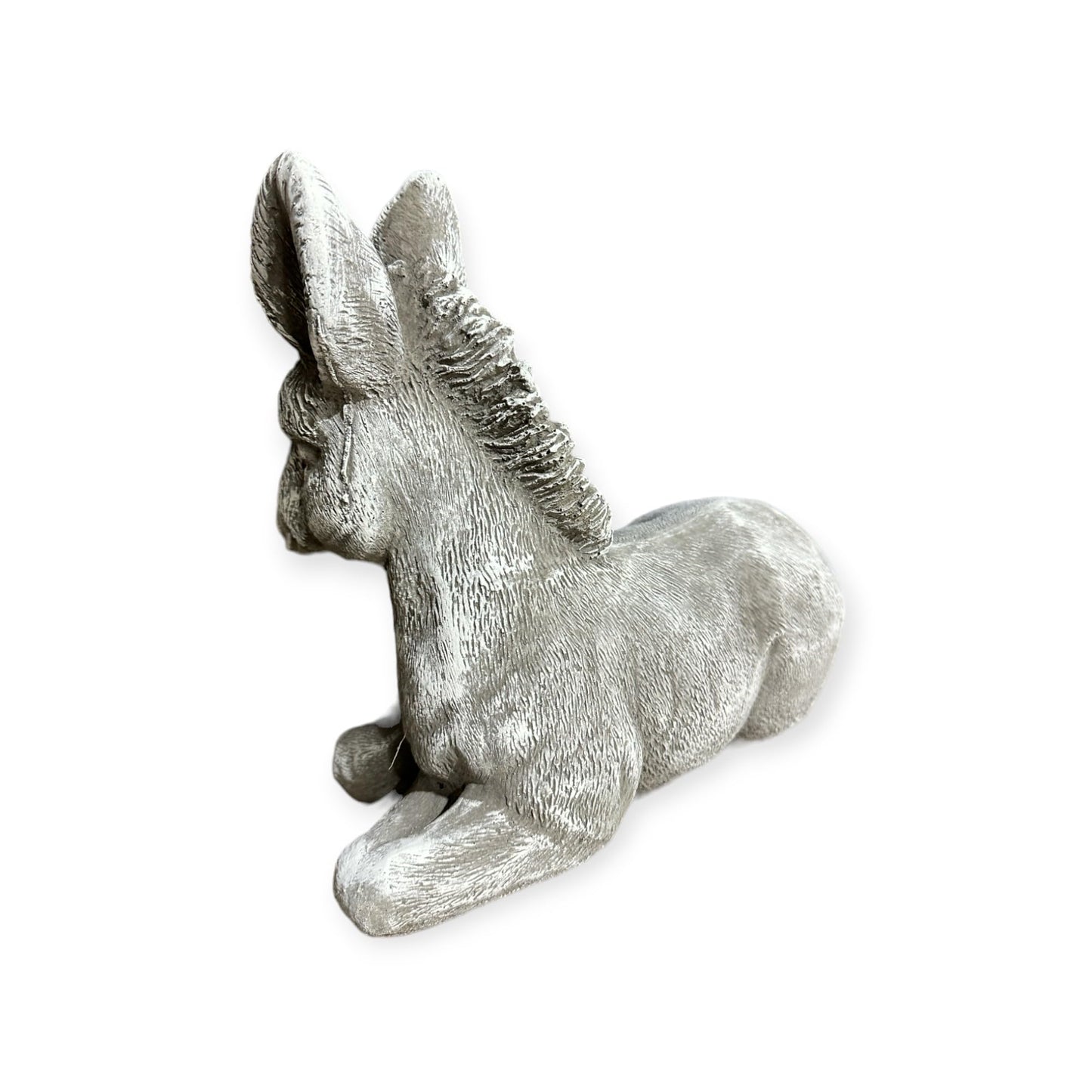 Liegender Esel aus Stein - Natürlicher Charme für Ihren Garten (H/B/T: 26/32/17 cm) in Grau/Weiß