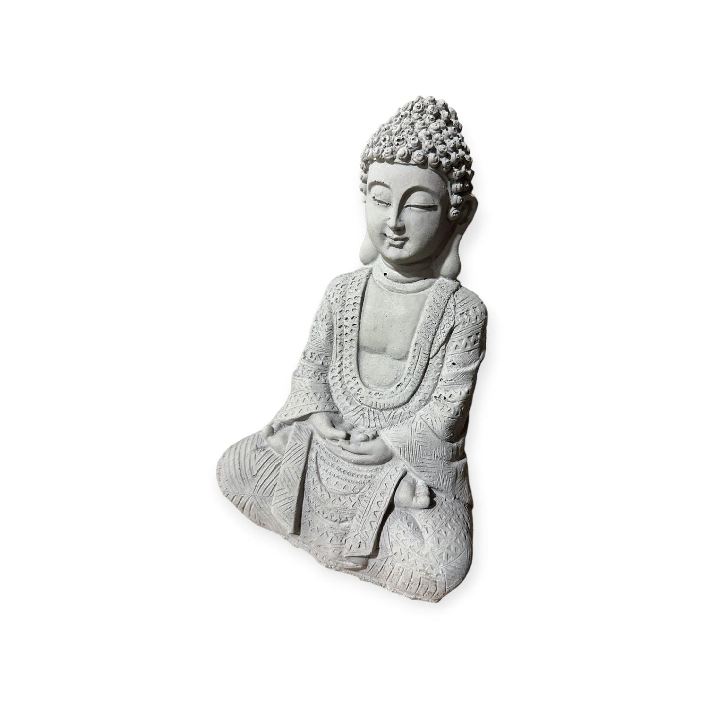 Frostsichere sitzende Buddha Steinfigur - Handgefertigt in Deutschland - H 22cm x B 14cm x T 8cm