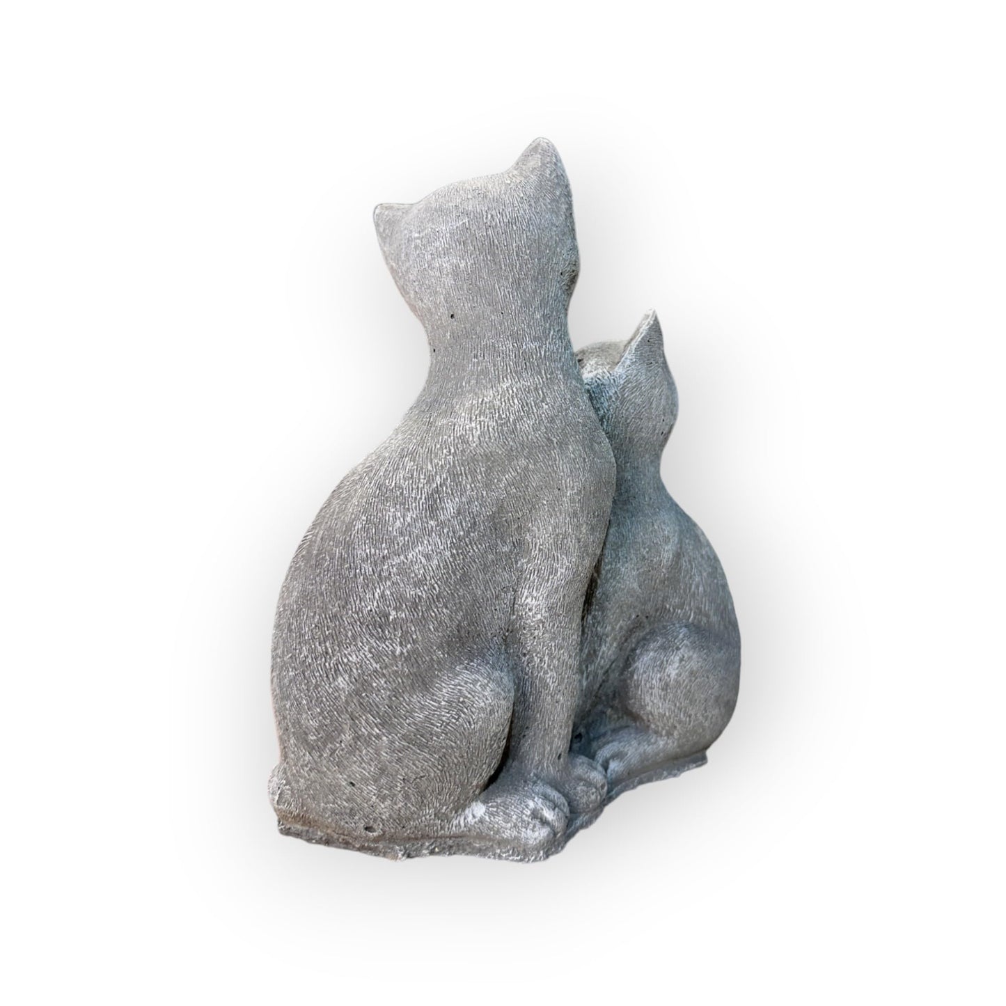 Anmutiges Katzenpaar beim Schmusen - Wetterfeste Steinguss-Skulpturen (Maße: 21/16/8 cm)
