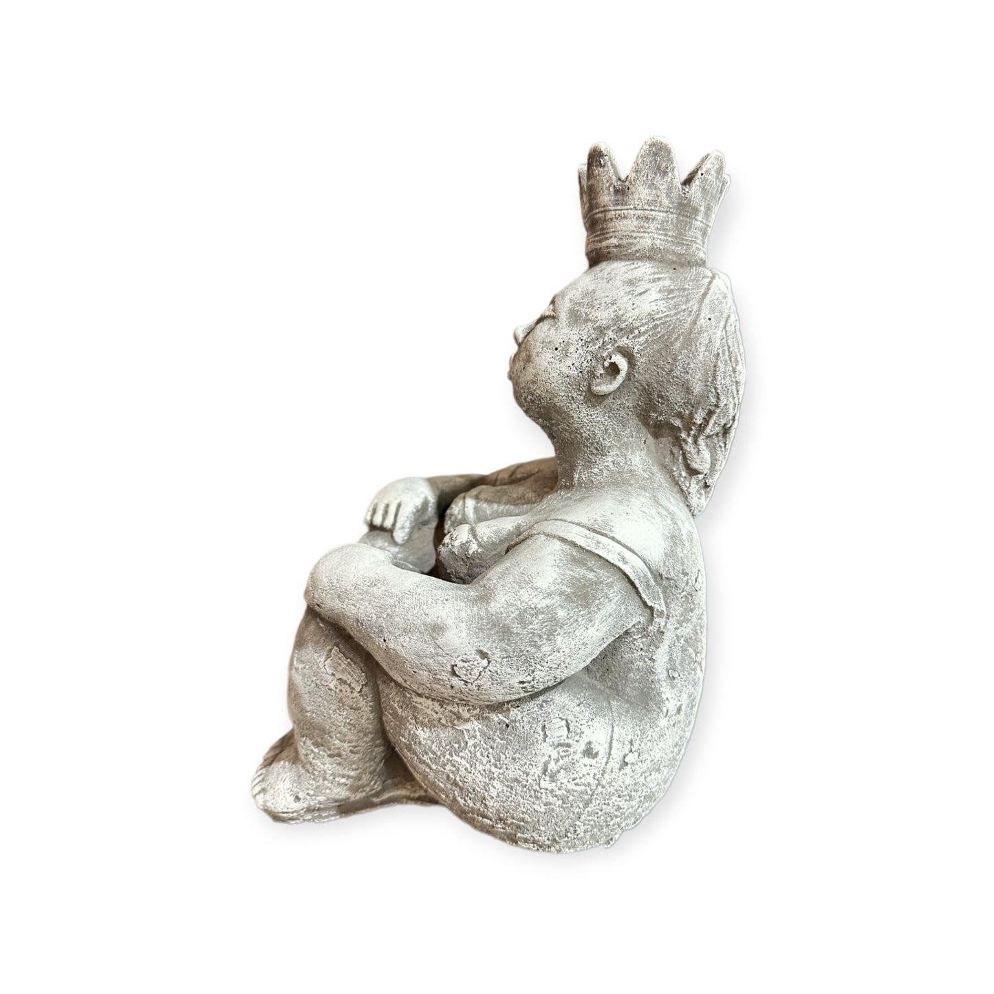 Sitzende Prinzessin mit großer Krone als robuste Steinfigur. Frostsicher. Massiv. 28cm Höhe und ca. 6,25kg Gewicht. Skulptur