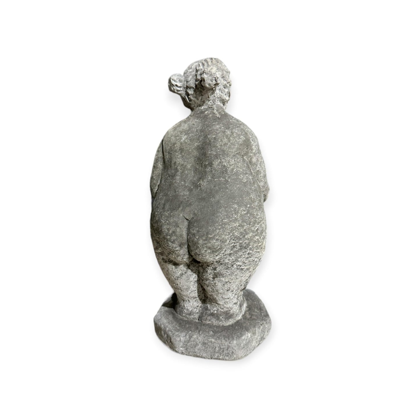 Dicke Dame mit Zöpfen als Steinfigur (H/B/T: 33/14/14 cm, 5,5 kg)