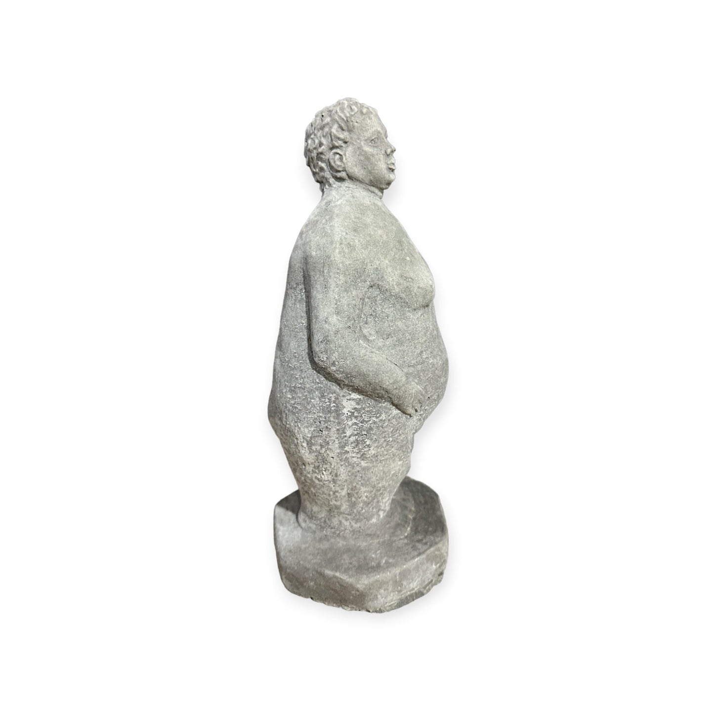 Steinfigur Dicke Dame stehend - Handarbeit aus frostsicherem Steinguss (Höhe 32cm / Breite 14cm / Tiefe 11cm)