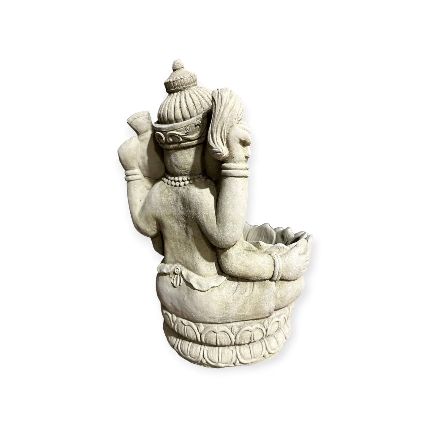 Ganesha mit Großer Lotusblüte - Pflanzbarer Steinguss für spirituelle Gärten