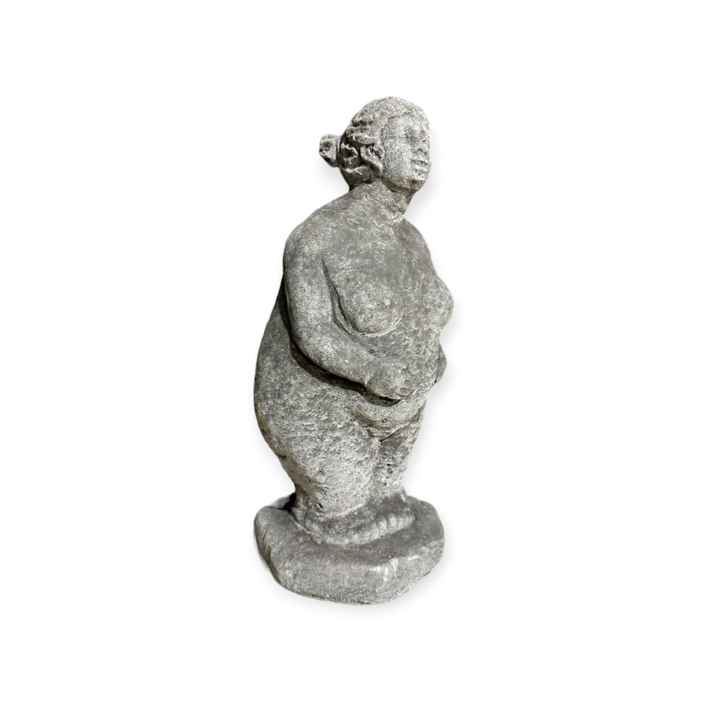 Dicke Dame mit Zöpfen als Steinfigur (H/B/T: 33/14/14 cm, 5,5 kg)