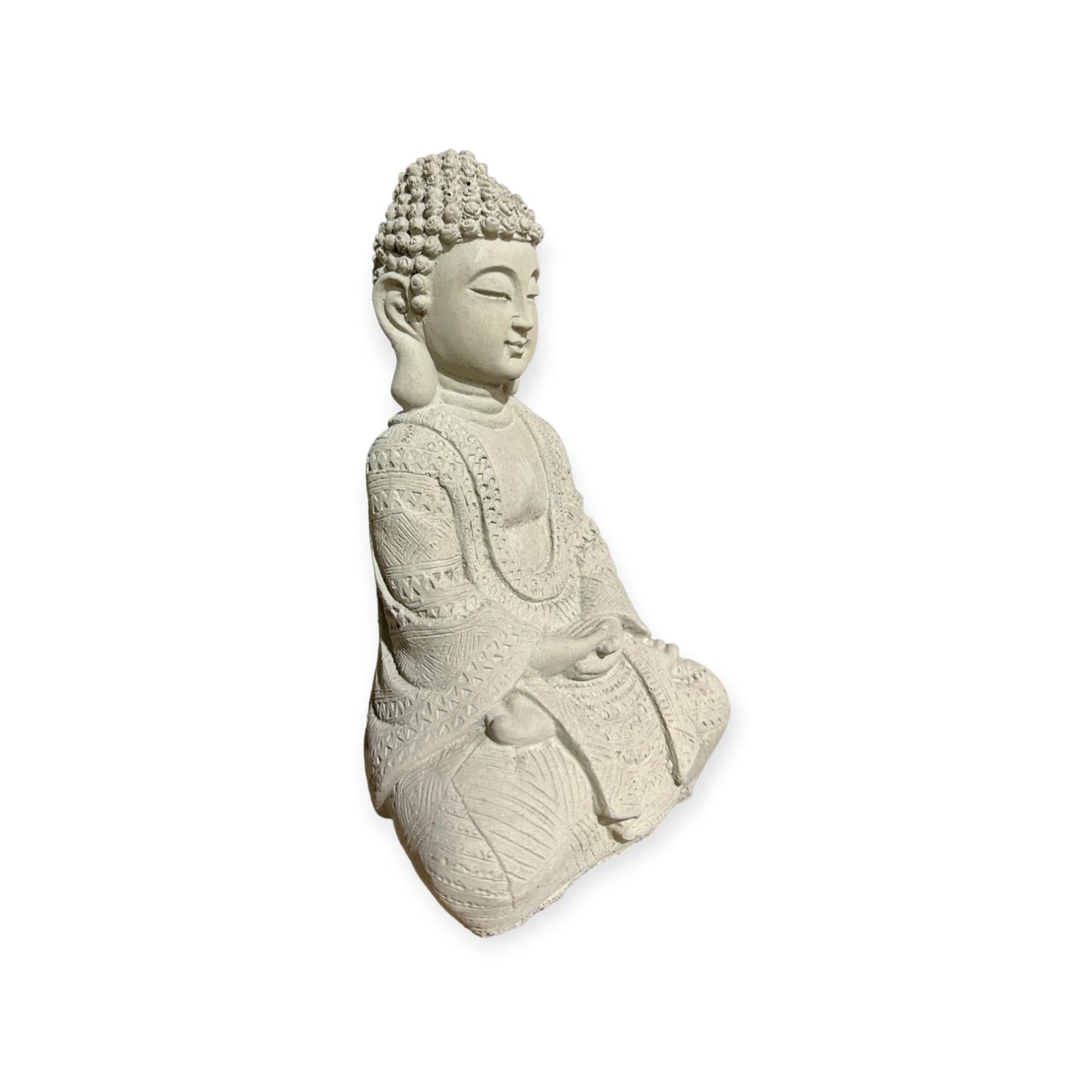 Frostsichere sitzende Buddha Steinfigur - Handgefertigt in Deutschland - H 22cm x B 14cm x T 8cm