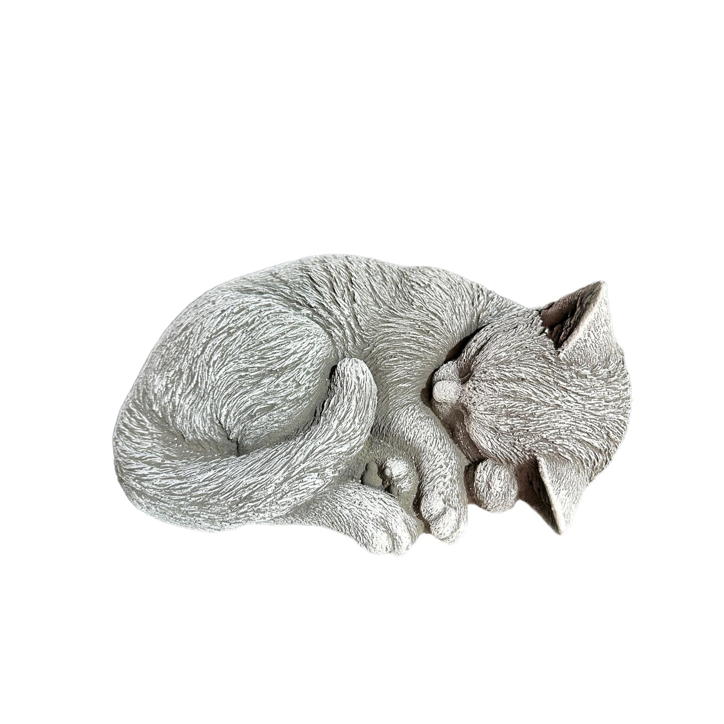 Steinfigur Katze Luna, schlafende Katze aus massiven Steinguss (Beton) frostsicher für Garten
