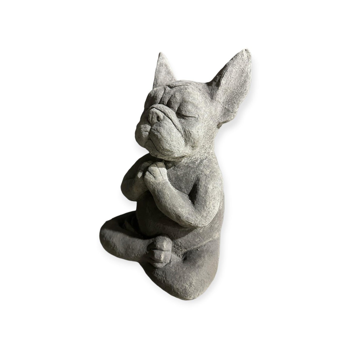 Steinfigur Yoga Französische Bulldogge Massiv Gartenfigur Geschenkidee Höhe 30cm Gewicht ca. 8kg Frenchie