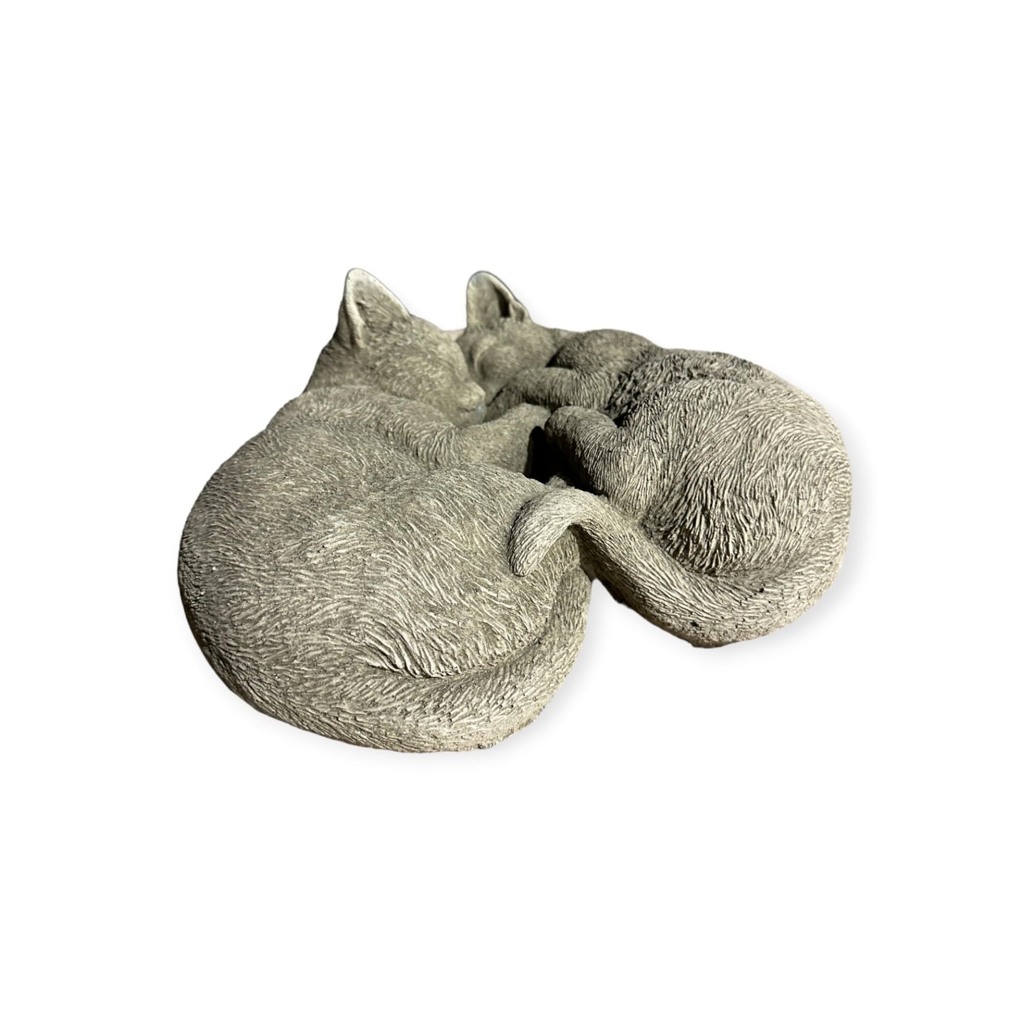 Frostresistente Steinfigur 'Eingerollte Katzen' - 14x28x26 cm - Handgefertigt in Deutschland