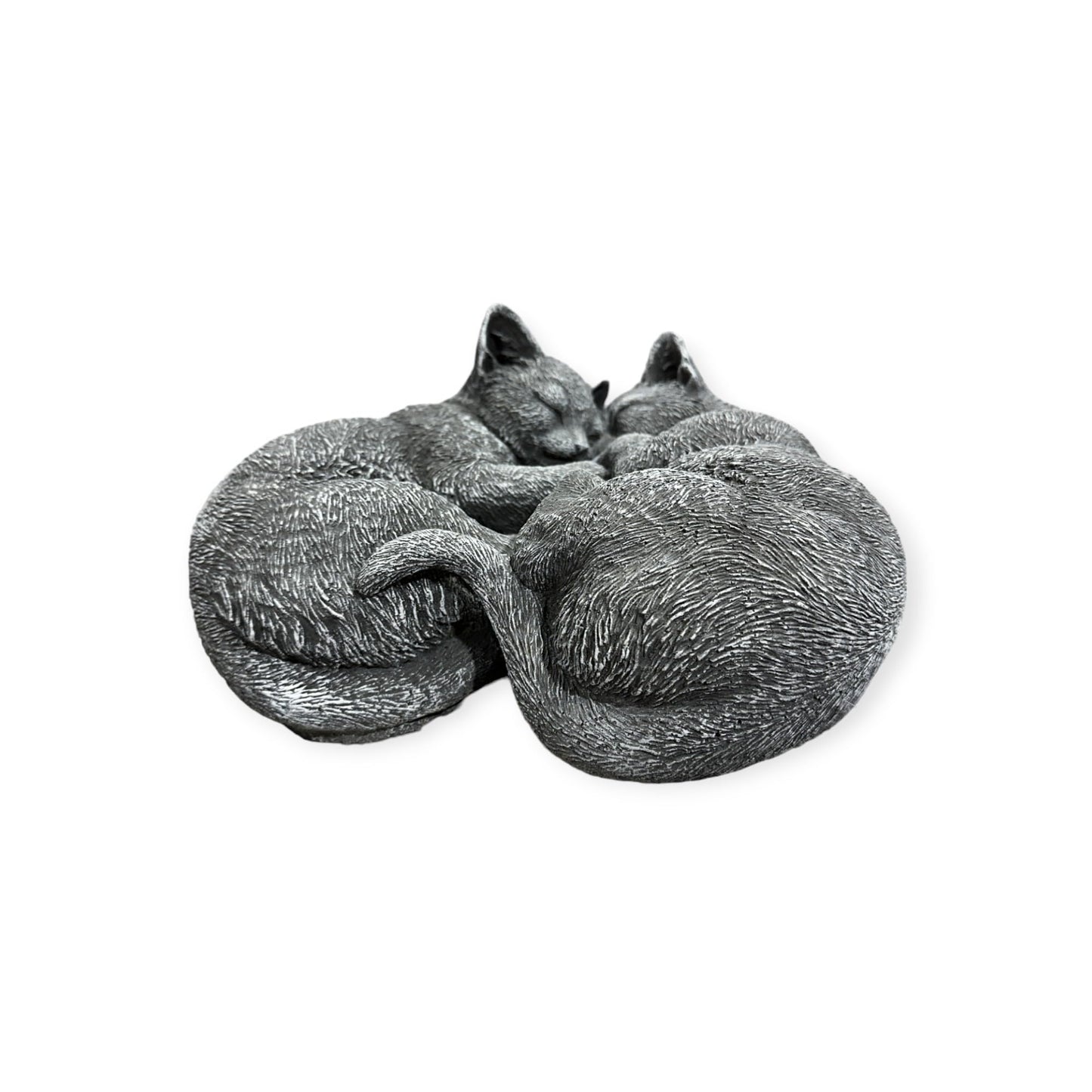 Frostresistente Steinfigur 'Eingerollte Katzen' - 14x28x26 cm - Handgefertigt in Deutschland für Haus und Garten