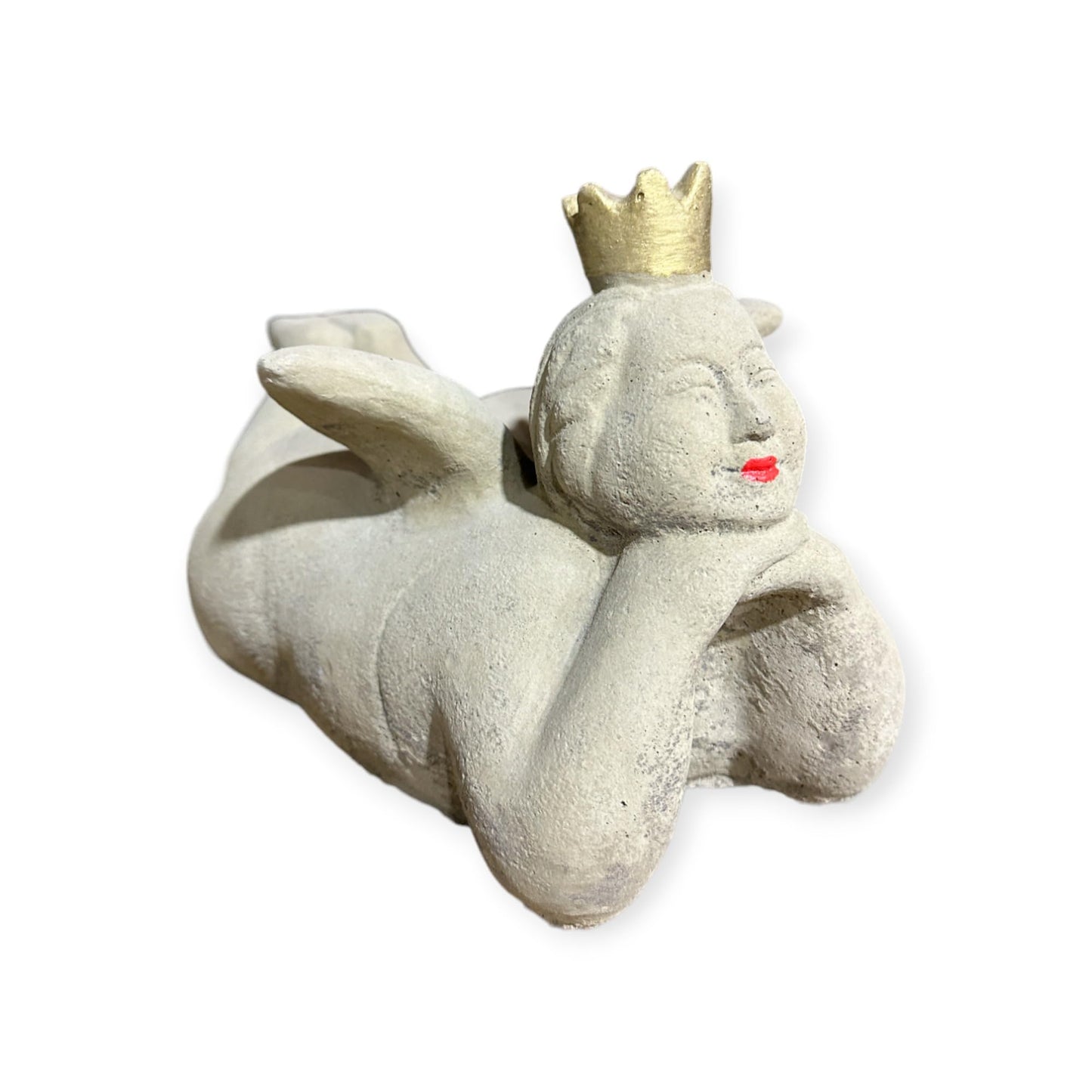 Dicke Prinzessin mit Krone - Massiver Steinguss, Handgefertigt in Deutschland, 8,4 kg, H/B/T 18/18/33