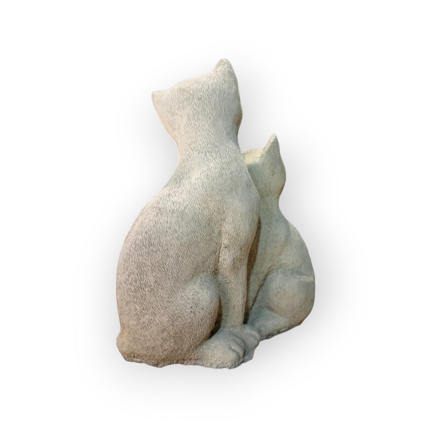 Anmutiges Katzenpaar beim Schmusen - Wetterfeste Steinguss-Skulpturen (Maße: 21/16/8 cm) für Haus und Garten
