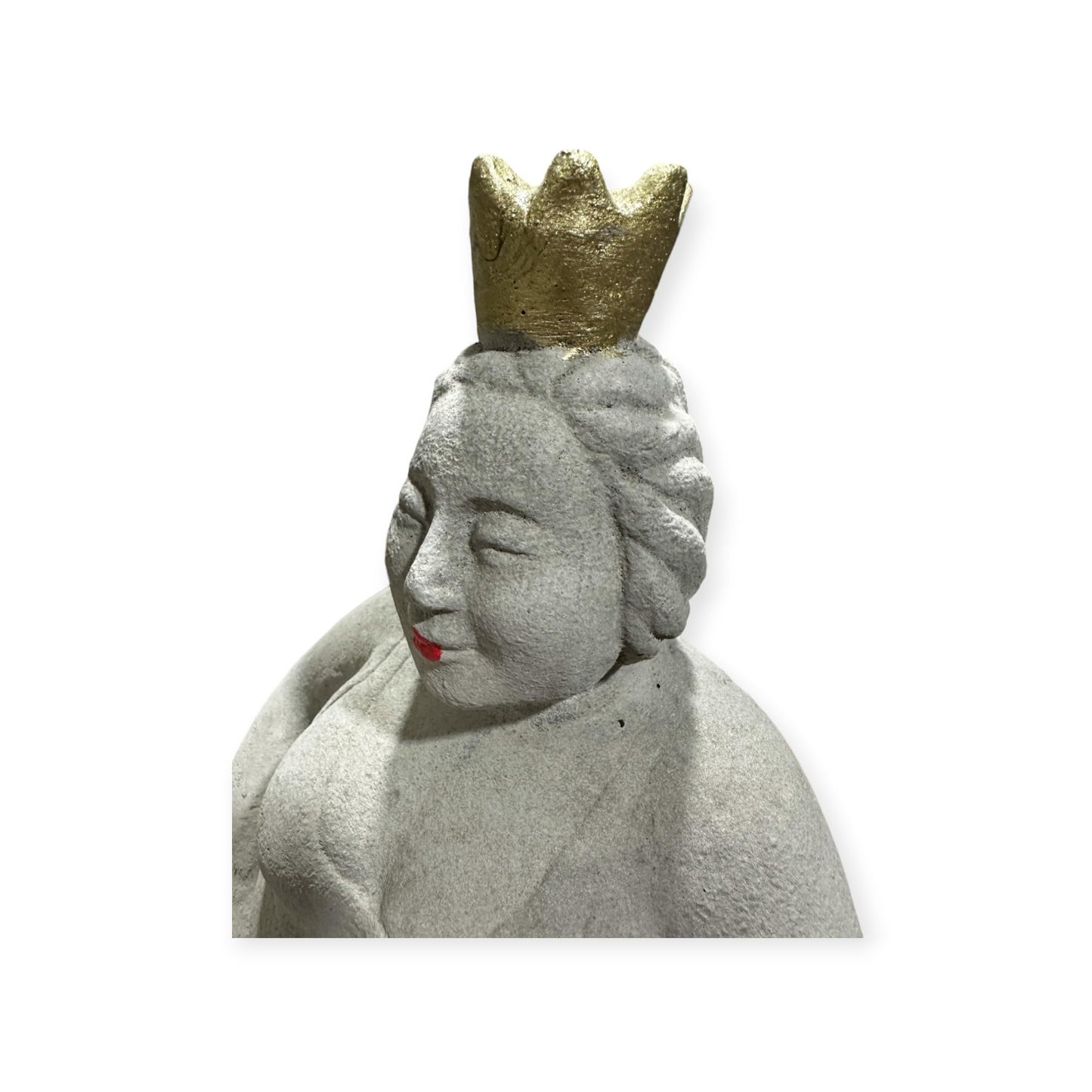 Kantenhocker - Eva auf Kante sitzend mit Goldener Krone - Massiver Steinguss aus eigener Produktion in Deutschland - H/B/T 41/12/15 cm, ca. 4,4 kg