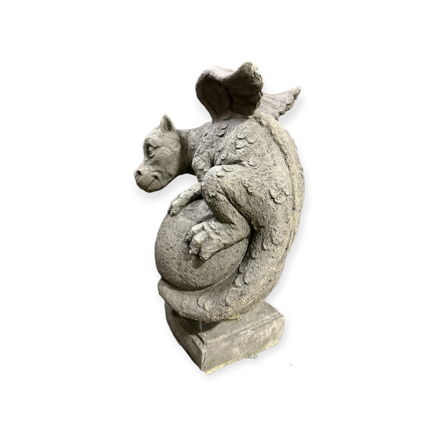 Drache auf Kugel: Massive Steinfigur, Steinguss, 8kg, 32x19x18cm, Frostsicher für Haus und Garten