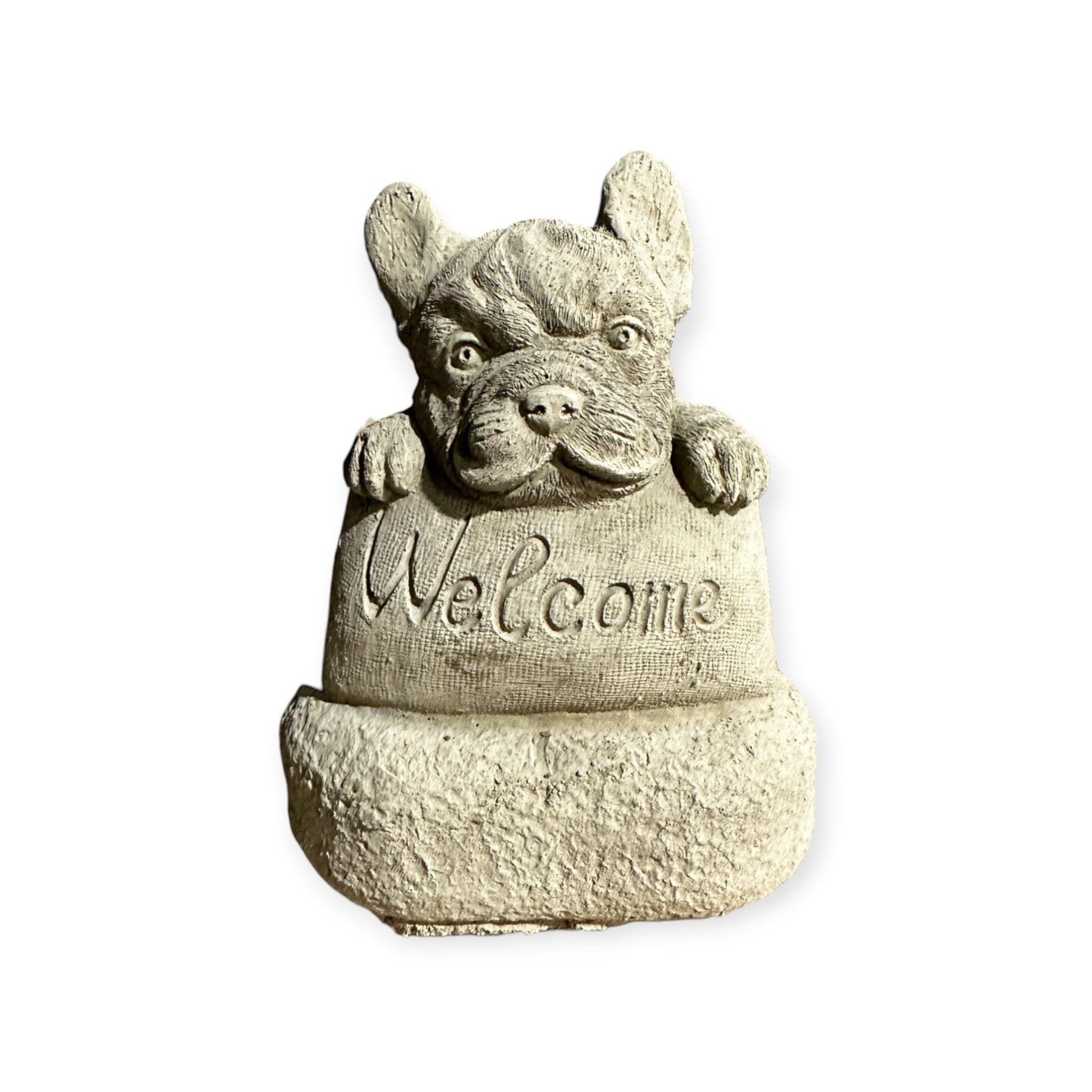 Steinfigur Französische Bulldogge – Einladende Willkommensgeste aus Deutschland für Haus und Garten