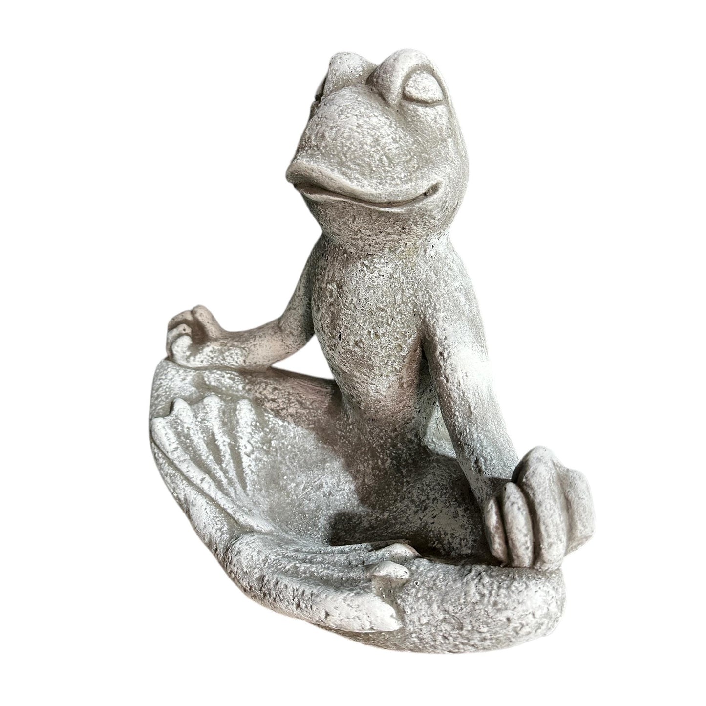 Steinfigur Frosch Rudi in Yogahaltung