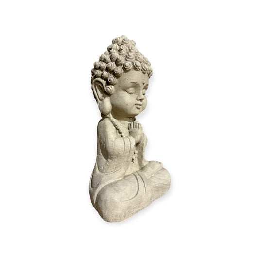 Liebenswerter Gartenmönch - Kleine Mönch-Figur für Zauberhafte Gärten (Maße H/B/T 26/12/9 cm, ca. 2,25 kg) Frostsichere Steinfigur aus Beton Sandsteinoptik