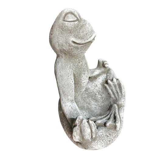 Steinfigur Frosch Rudi in Yogahaltung