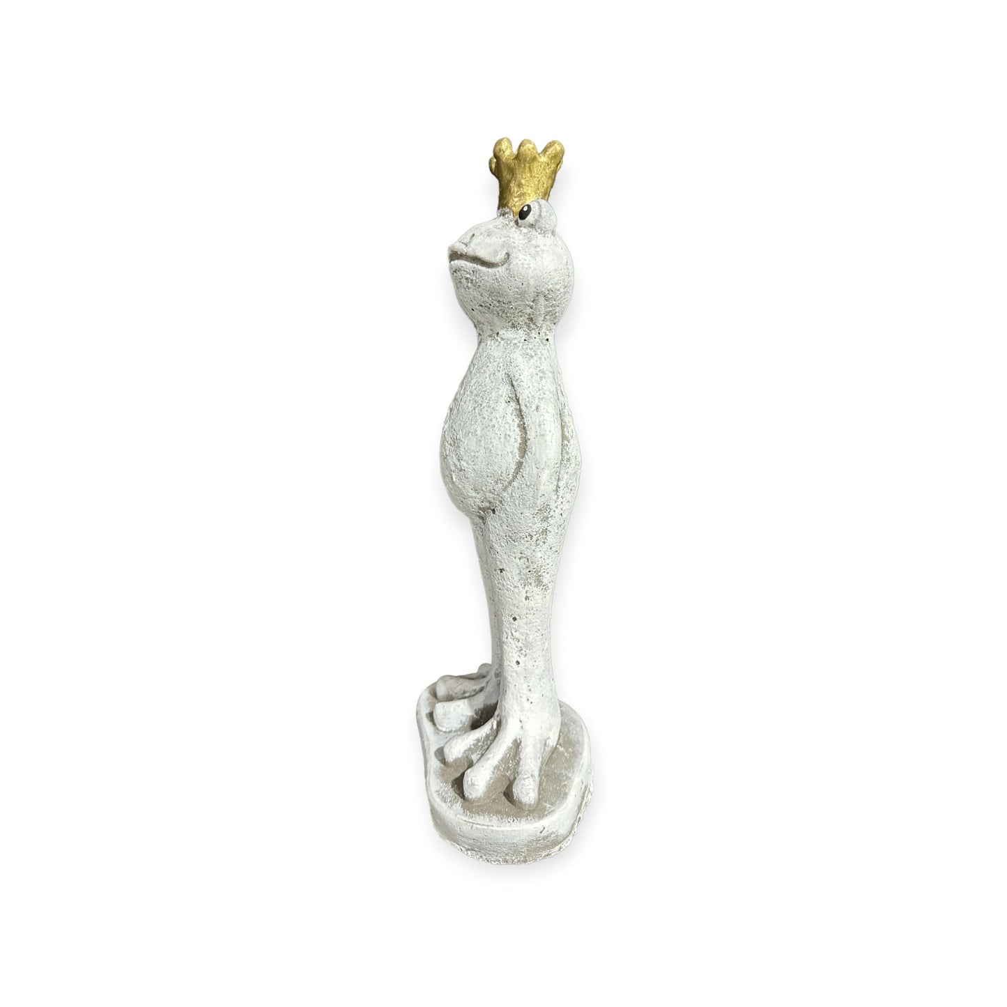 Steinfigur - Frosch Eddy mit Krone Höhe 42cm und 3,7kg schwer - Frostsicher aus eigener Produktion für Haus und Garten bemalt