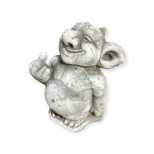 Frecher Gnom Stinkefinger - Handgefertigte, Frostsichere Beton-Steinfigur aus Deutscher Produktion - 24/16/16 cm, Ca. 4,5 kg