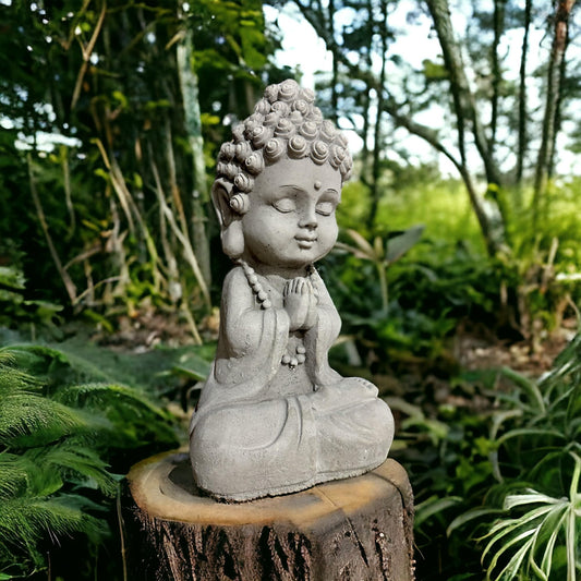 Gartenmönch - Kleine Mönch-Figur für Zauberhafte Gärten (Maße H/B/T 26/12/9 cm, ca. 2,25 kg) Frostsichere Steinfigur aus Beton