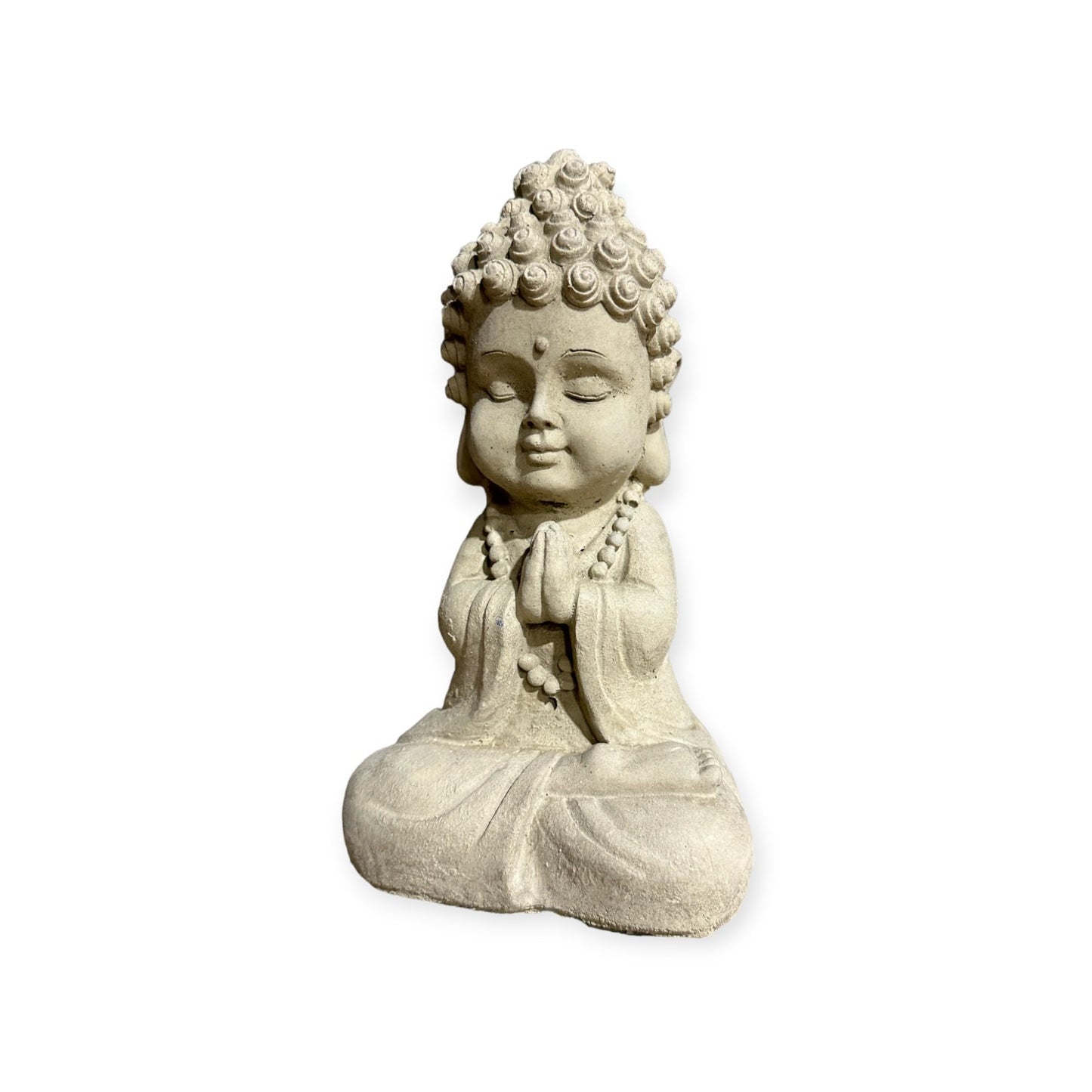Liebenswerter Gartenmönch - Kleine Mönch-Figur für Zauberhafte Gärten (Maße H/B/T 26/12/9 cm, ca. 2,25 kg) Frostsichere Steinfigur aus Beton Sandsteinoptik