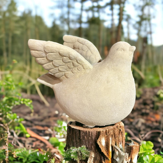 Steinfigur Dicke Taube - Massiver Steinguss, Frost- & Witterungsbeständig - H 18cm B 14cm T 23cm