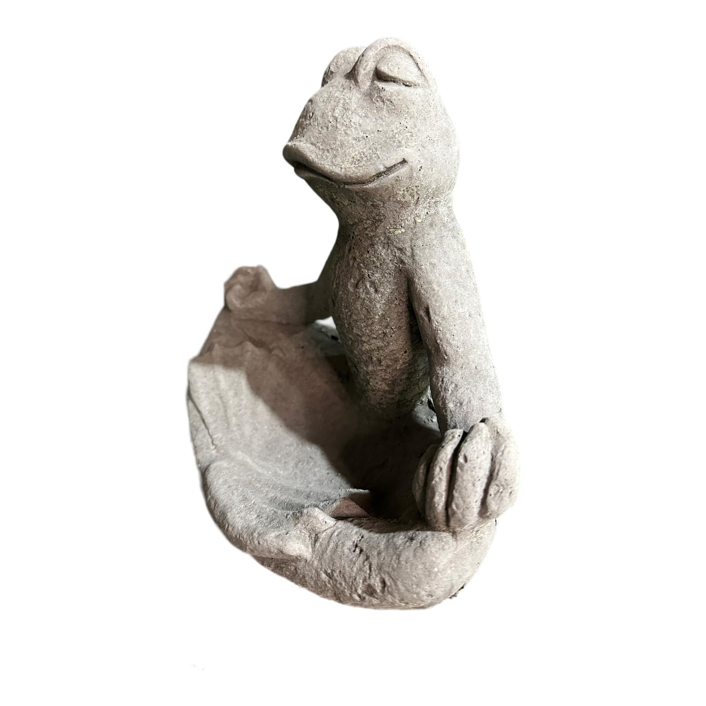 Frosch Rudi in Yogahaltung, Steinfiguren für Terrasse und Garten aus eigener Produktion
