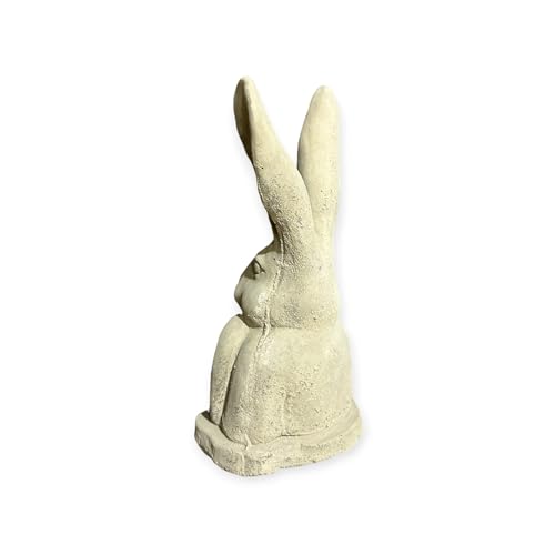 Moderner aufgestützter Hase - Steinfigur mit stehenden Ohren (H/B/T: 31/17/13 cm, 3,5 kg) Steinguss für Haus und Garten