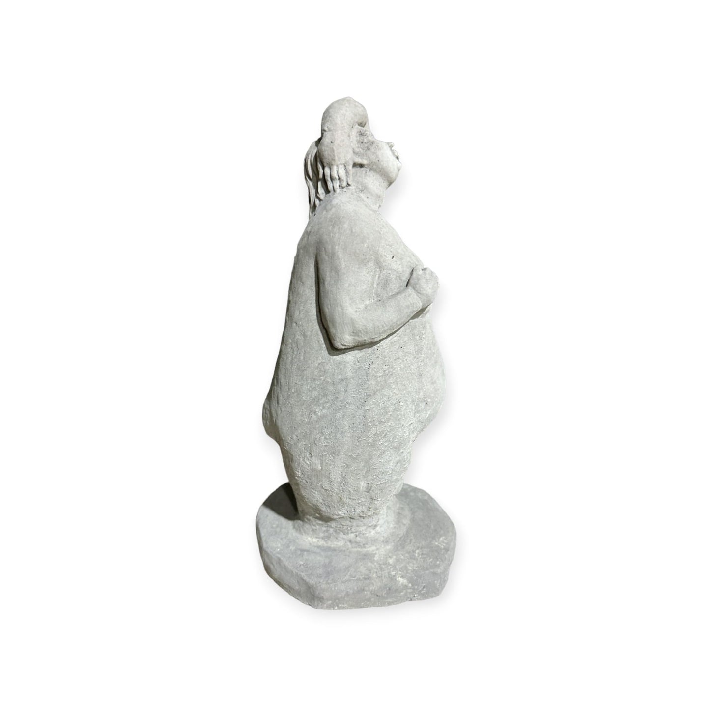 „Dicke Dame Hand über Kopf“ - Handarbeit aus frostsicherem Steinguss (Höhe 34cm / Breite 14cm / Tiefe 11cm)