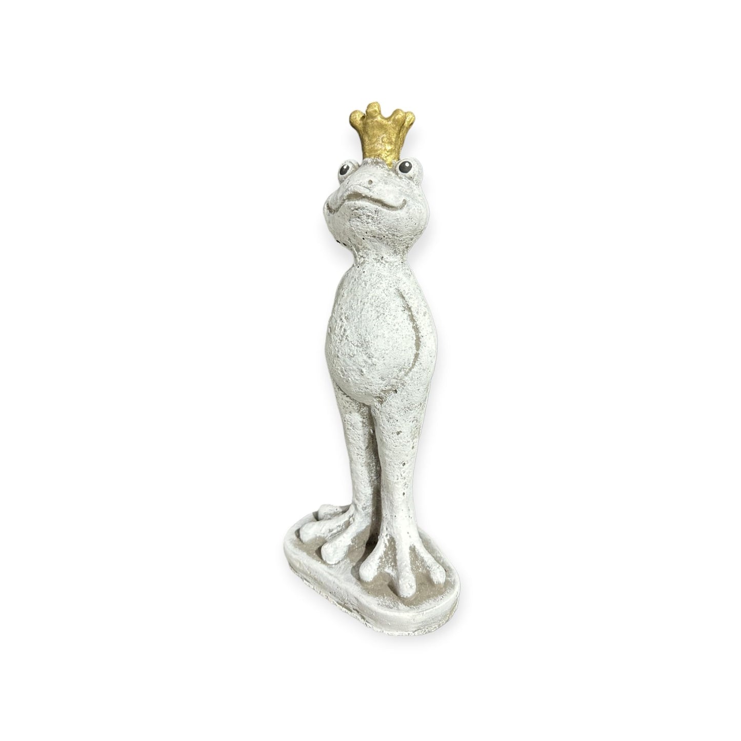 Steinfigur - Frosch Eddy mit Krone Höhe 42cm und 3,7kg schwer - Frostsicher aus eigener Produktion für Haus und Garten bemalt