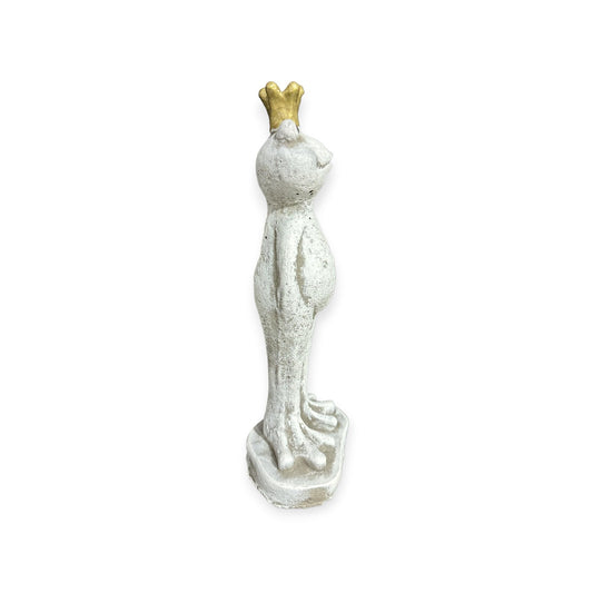 Steinfigur - Frosch Eddy mit Krone Höhe 42cm und 3,7kg schwer - Frostsicher aus eigener Produktion für Haus und Garten bemalt