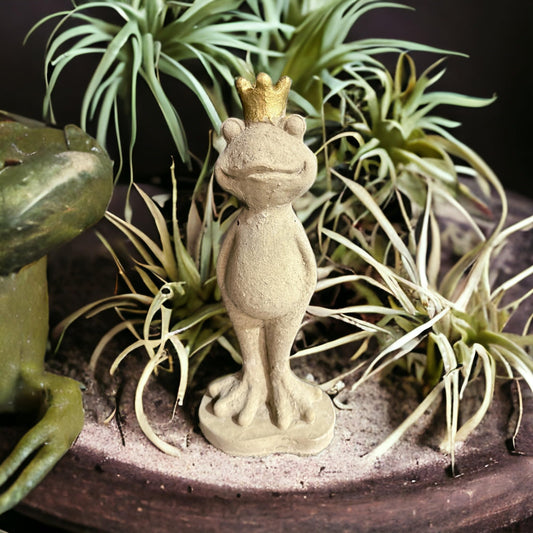 Frosch Eddy mit Goldener Krone Höhe 36cm und 2,4kg schwer - Frostsicher aus eigener Produktion