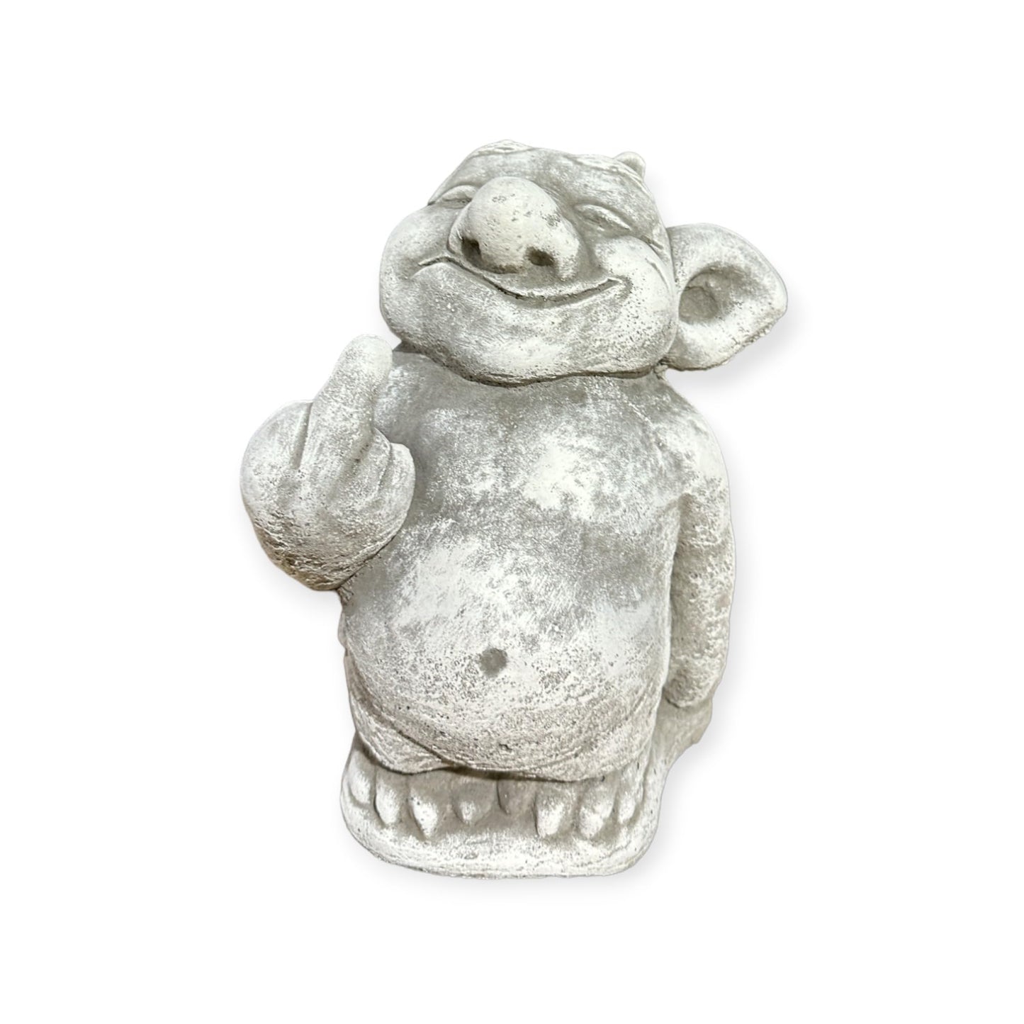 Frecher Gnom Stinkefinger - Handgefertigte, Frostsichere Beton-Steinfigur aus Deutscher Produktion - 24/16/16 cm, Ca. 4,5 kg