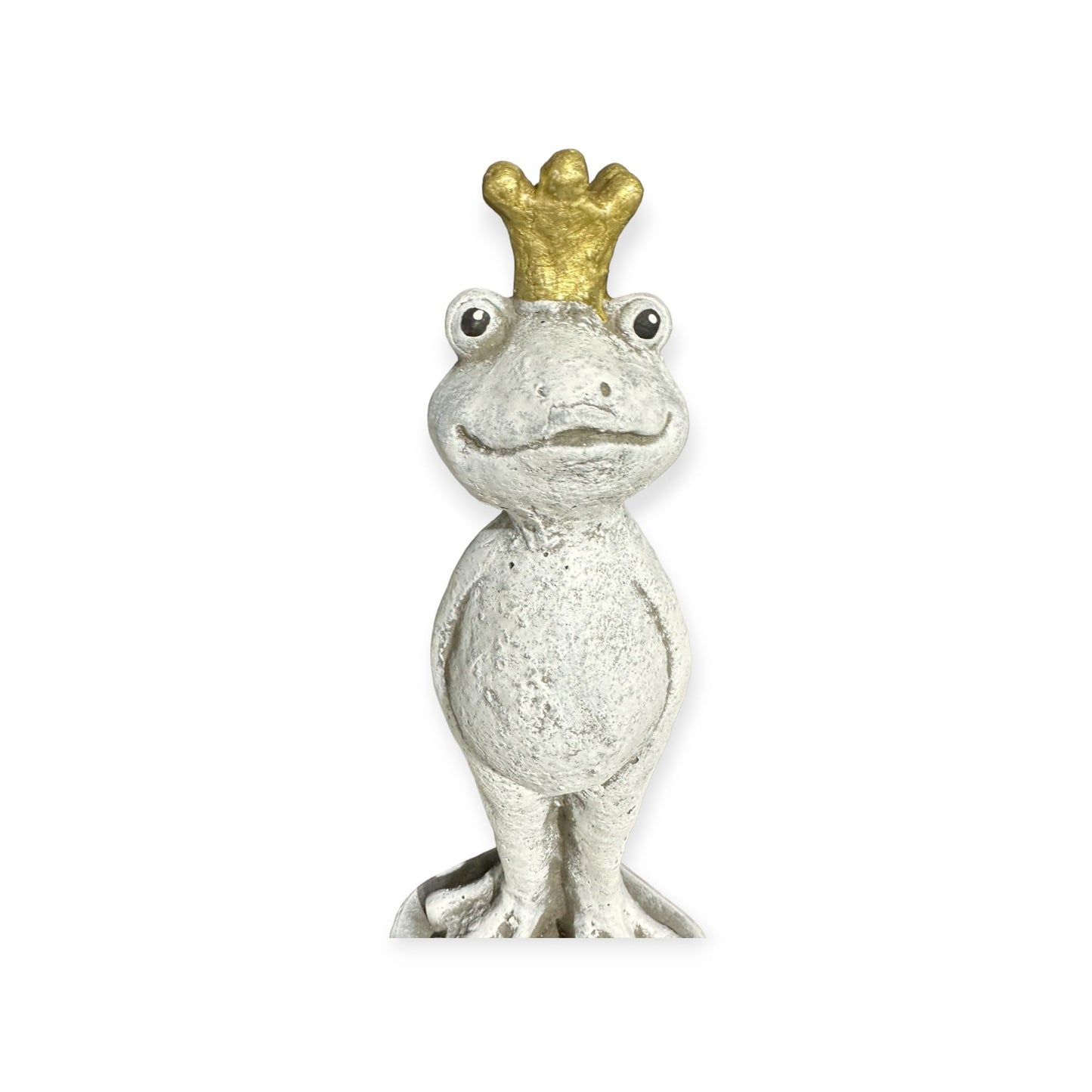 Steinfigur - Frosch Eddy mit Krone Höhe 42cm und 3,7kg schwer - Frostsicher aus eigener Produktion für Haus und Garten bemalt