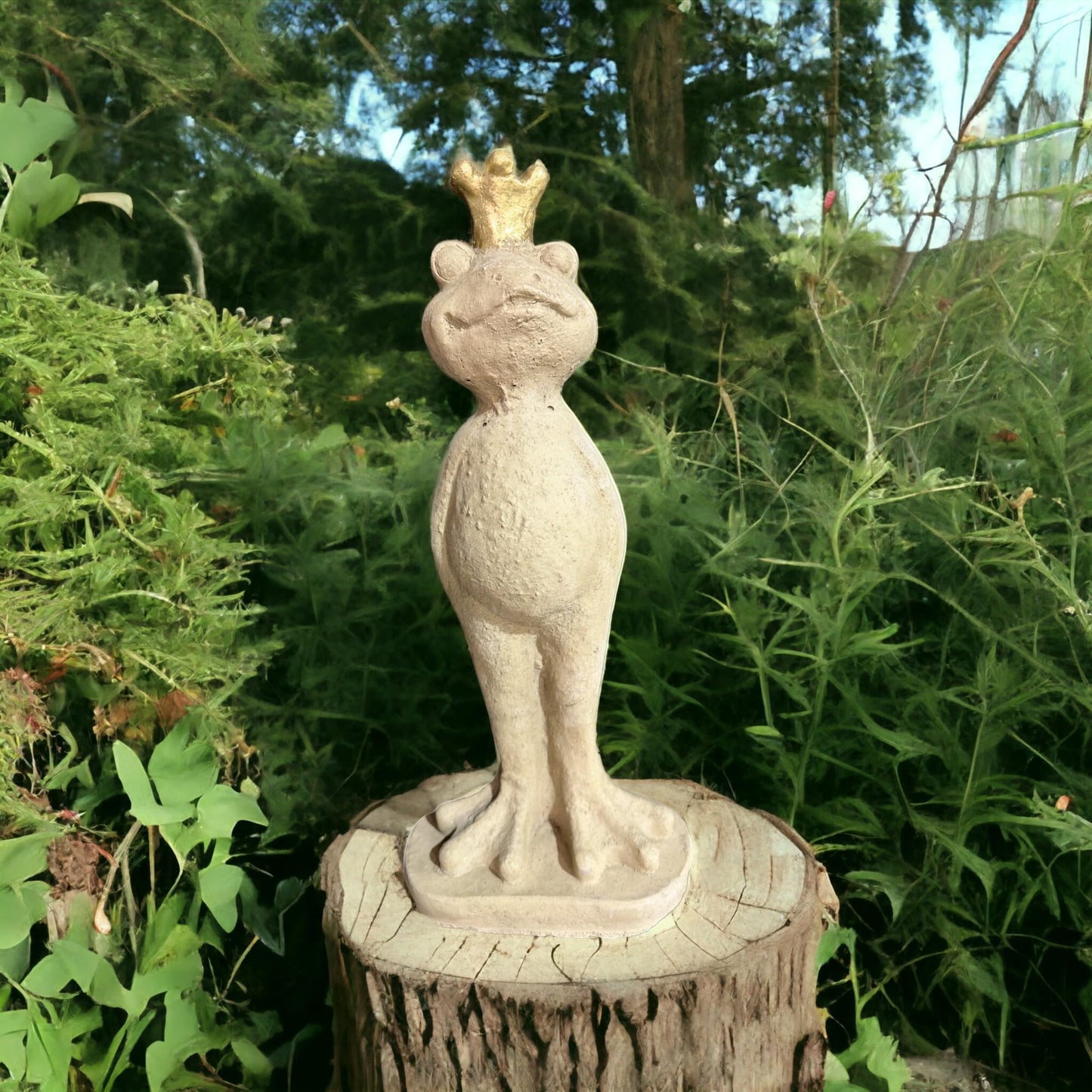 Frosch Eddy mit Goldener Krone Höhe 42cm und 3,7kg schwer - Frostsicher aus eigener Produktion