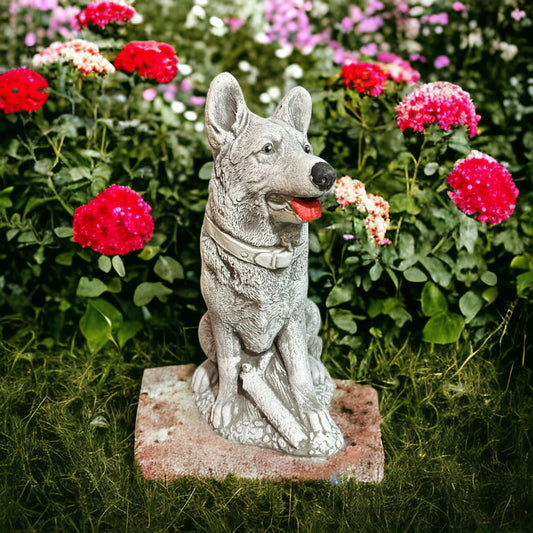 Imposante Steinfigur Deutscher Schäferhund: 15kg, 42x20x29 cm, Frostsicher, Witterungsbeständig, Haus und Garten
