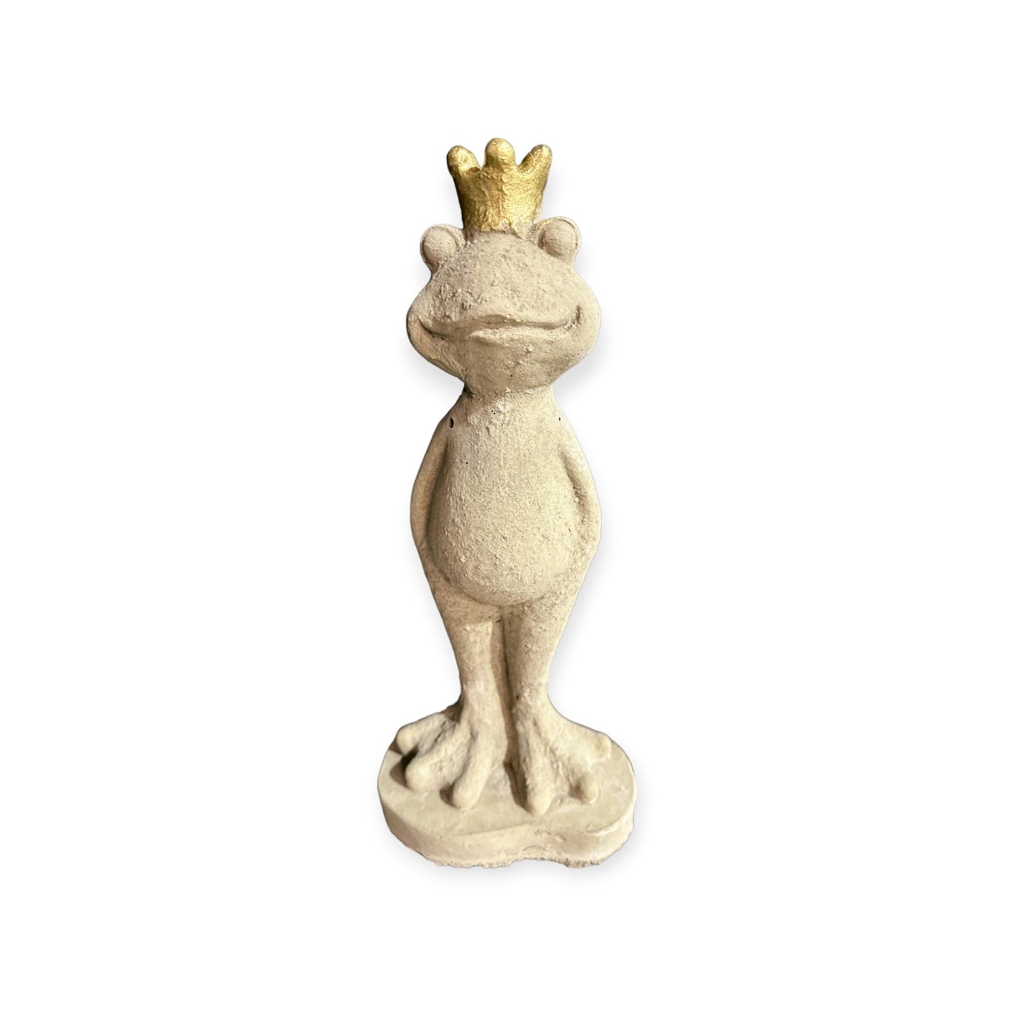 Frosch Eddy mit Goldener Krone Höhe 36cm und 2,4kg schwer - Frostsicher aus eigener Produktion