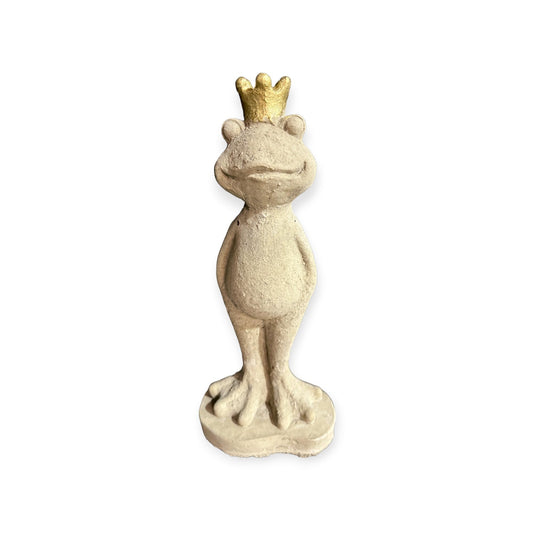 Frosch Eddy mit Goldener Krone Höhe 36cm und 2,4kg schwer - Frostsicher aus eigener Produktion