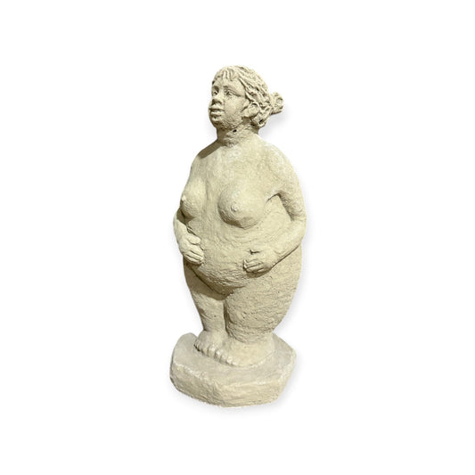 Elegante Steinfigur - Dicke Dame mit Zöpfen (H/B/T: 33/14/14 cm, 5,5 kg)